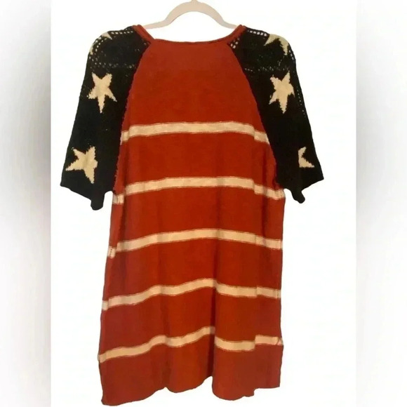 Easel Red White Blue Stars sweater top - Picture 1 of 6